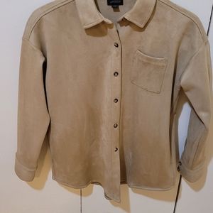 JJill Beige Mock Suede Shirt/ Jacket